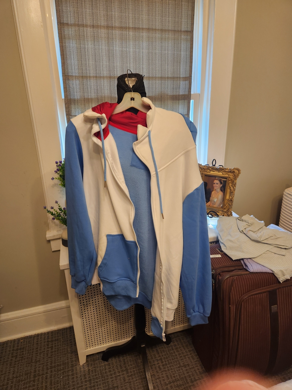 LG Light Blue and Red Lined Fleece Hoodie